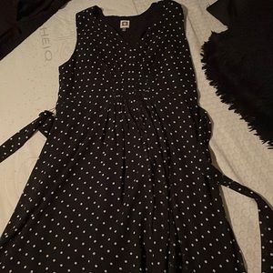 Black and white poke dot dress with waist tie!